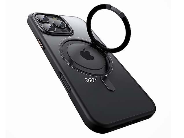 Magnetic Ring Stand Case for iPhone 16 Pro Max - Black