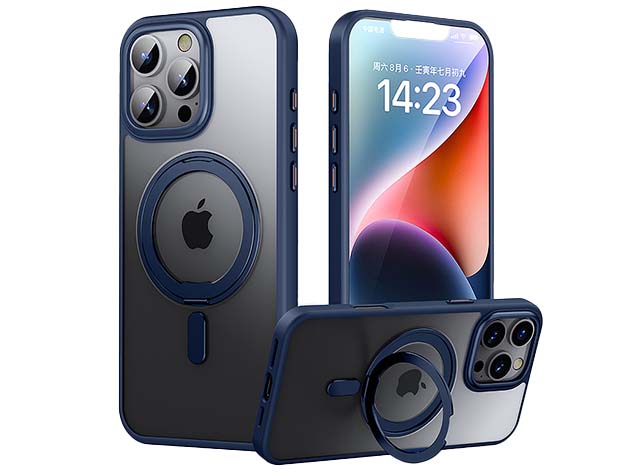 Magnetic Ring Stand Case for iPhone 16 Pro Max - Blue Hard Case