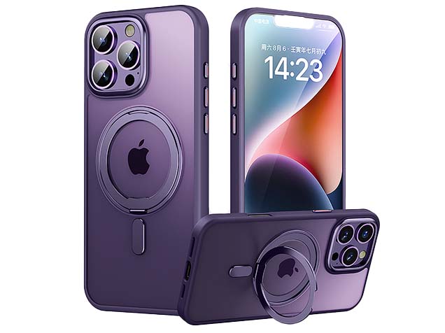 Magnetic Ring Stand Case for iPhone 16 Pro Max - Purple Hard Case