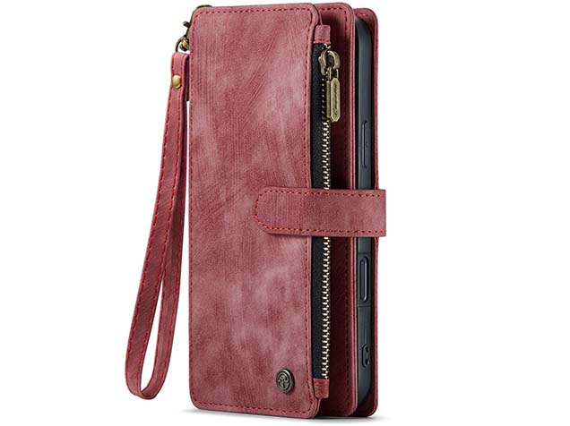CaseMe Synthetic Leather Wallet Case with Zipper Pocket for iPhone 16 Pro Max - Blush