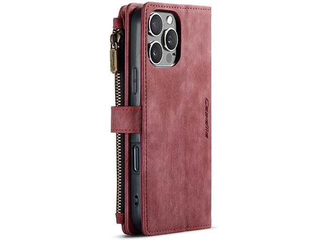 CaseMe Synthetic Leather Wallet Case with Zipper Pocket for iPhone 16 Pro Max - Blush