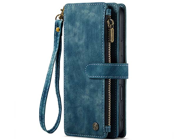 CaseMe Synthetic Leather Wallet Case with Zipper Pocket for iPhone 16 Pro Max - Teal