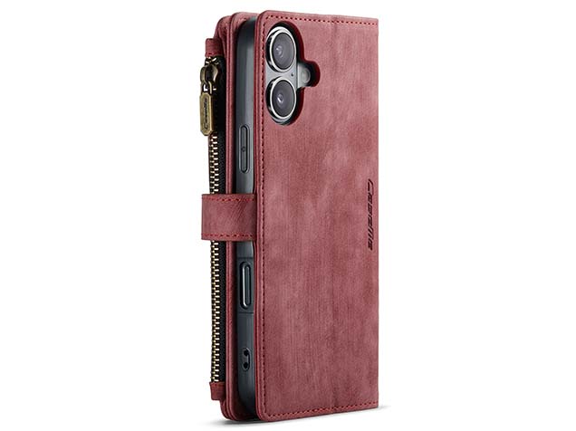 CaseMe Synthetic Leather Wallet Case with Zipper Pocket for iPhone 16 Plus - Blush
