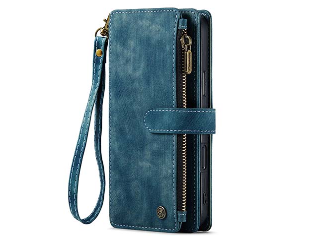 CaseMe Synthetic Leather Wallet Case with Zipper Pocket for iPhone 16 Plus - Teal