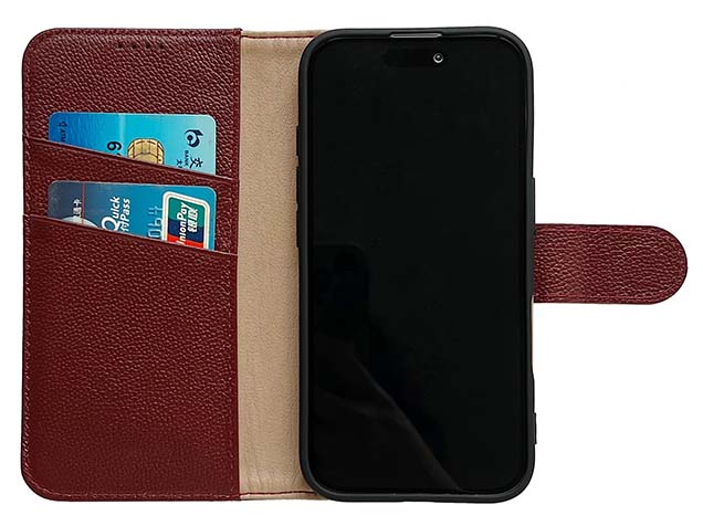 Premium Leather Wallet Case for Apple iPhone 16 Plus - Rosewood