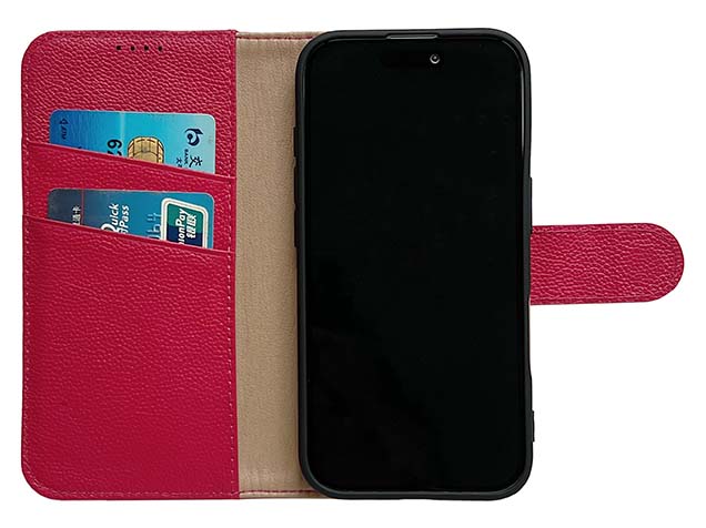 Premium Leather Wallet Case for Apple iPhone 16 Plus - French Rose