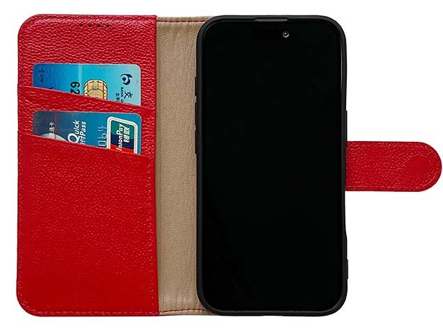 Premium Leather Wallet Case for Apple iPhone 16 Plus - Red
