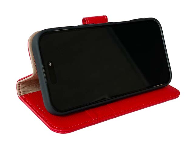 Premium Leather Wallet Case for Apple iPhone 16 Plus - Red