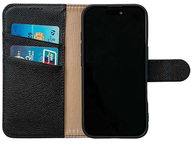 Premium Leather Wallet Case for Apple iPhone 16 Pro - Black