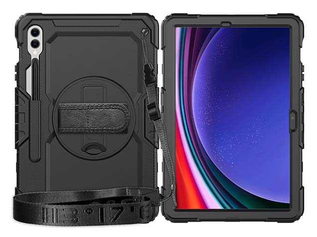 Rugged Impact Case with Strap for Samsung Galaxy Tab S10+ - Classic Black Impact Case