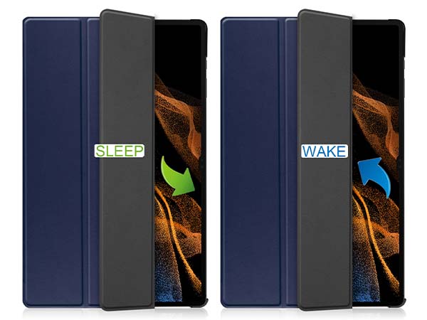 Slim Synthetic Leather Flip Case with Stand for Samsung Galaxy Tab S10 Ultra - Navy