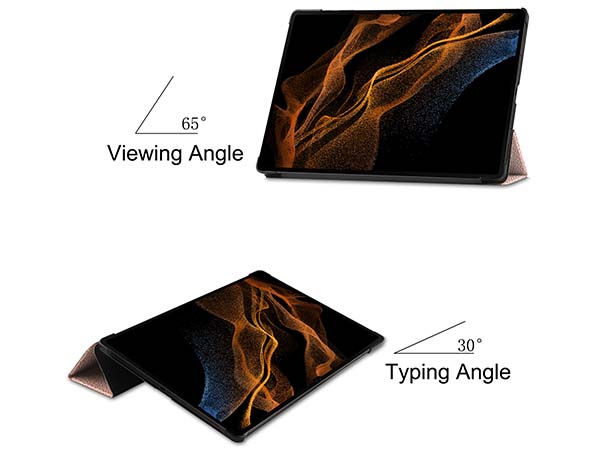 Slim Synthetic Leather Flip Case with Stand for Samsung Galaxy Tab S10 Ultra - Rose Gold