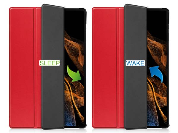 Slim Synthetic Leather Flip Case with Stand for Samsung Galaxy Tab S10 Ultra - Red