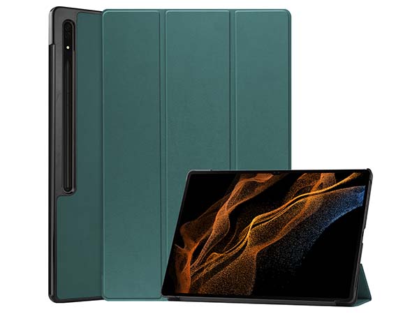 Slim Synthetic Leather Flip Case with Stand for Samsung Galaxy Tab S10 Ultra - Teal Leather Flip Case