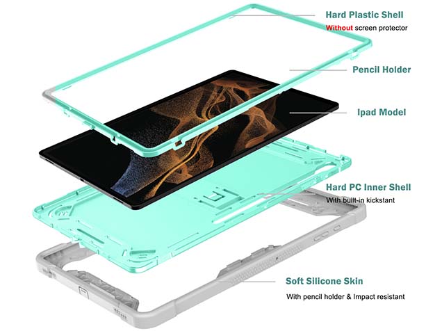 Impact Case for the Samsung Galaxy Tab S10 Ultra - Mint/Grey