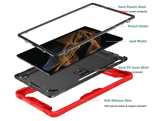 Impact Case for the Samsung Galaxy Tab S10 Ultra - Red/Black