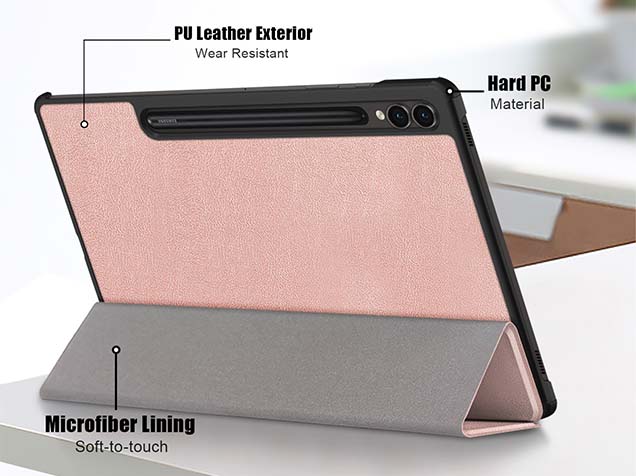 Slim Synthetic Leather Flip Case with Stand for Samsung Galaxy Tab S10+ - Rose Gold