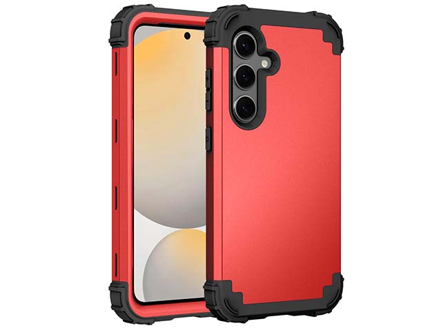 Defender Case for the Samsung Galaxy S24 FE - Red/Black Impact Case