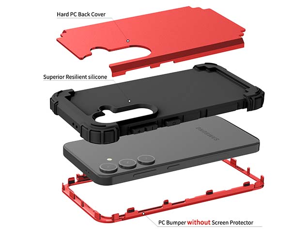 Defender Case for the Samsung Galaxy S24 FE - Red/Black