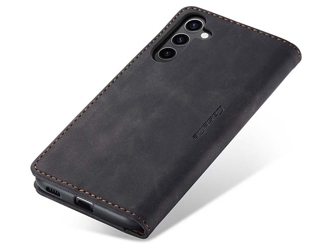 CaseMe Slim Synthetic Leather Wallet Case with Stand for Samsung Galaxy S24 FE - Charcoal