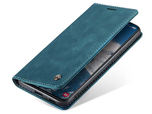 CaseMe Slim Synthetic Leather Wallet Case with Stand for Samsung Galaxy S24 FE - Teal Leather Wallet Case
