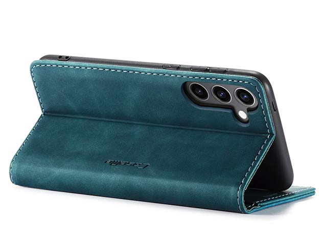 CaseMe Slim Synthetic Leather Wallet Case with Stand for Samsung Galaxy S24 FE - Teal