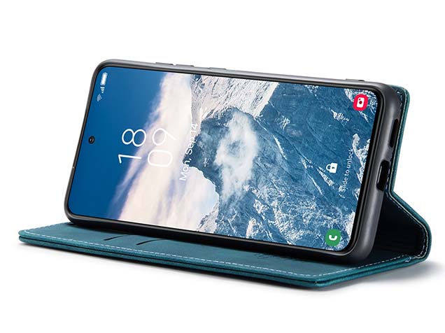 CaseMe Slim Synthetic Leather Wallet Case with Stand for Samsung Galaxy S24 FE - Teal