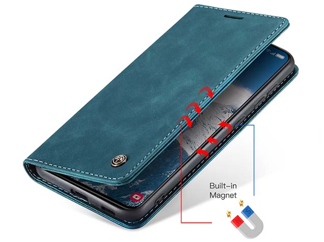 CaseMe Slim Synthetic Leather Wallet Case with Stand for Samsung Galaxy S24 FE - Teal