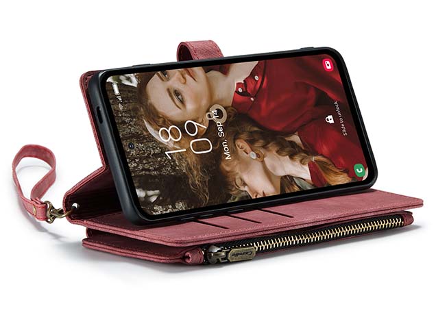 CaseMe Synthetic Leather Wallet Case with Zipper Pocket for Samsung Galaxy S24 FE - Blush