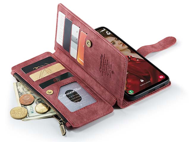 CaseMe Synthetic Leather Wallet Case with Zipper Pocket for Samsung Galaxy S24 FE - Blush