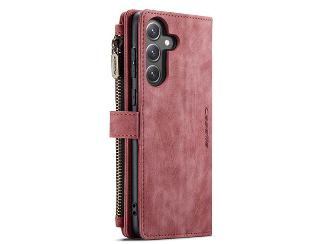CaseMe Synthetic Leather Wallet Case with Zipper Pocket for Samsung Galaxy S24 FE - Blush
