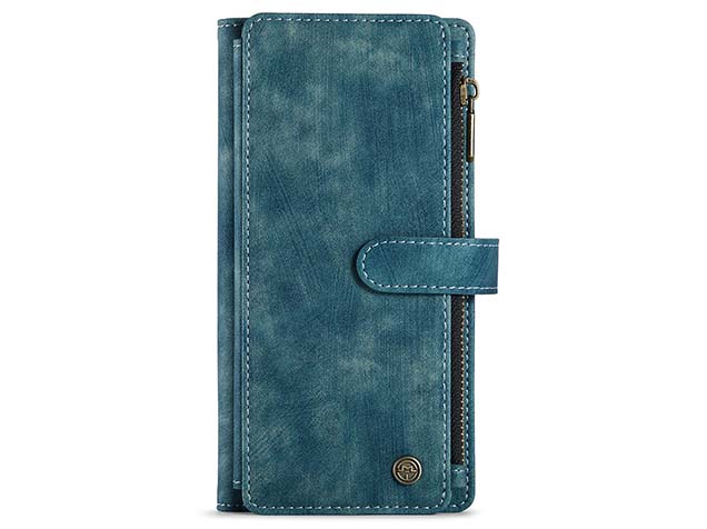 CaseMe Synthetic Leather Wallet Case with Zipper Pocket for Samsung Galaxy S24 FE - Teal