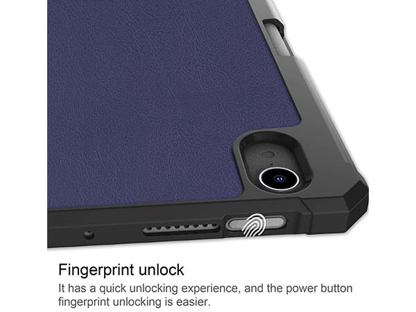 Slim Synthetic Leather Case with Stand and Pen Holder for the iPad mini 7 (2024 - A17 Pro) - Navy Blue