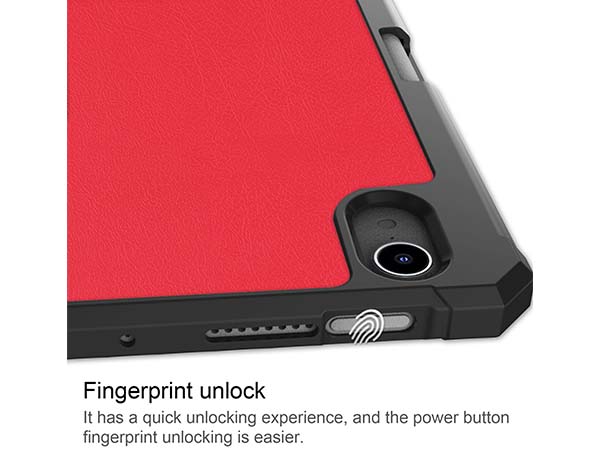 Slim Synthetic Leather Case with Stand and Pen Holder for the iPad mini 7 (2024 - A17 Pro) - Red