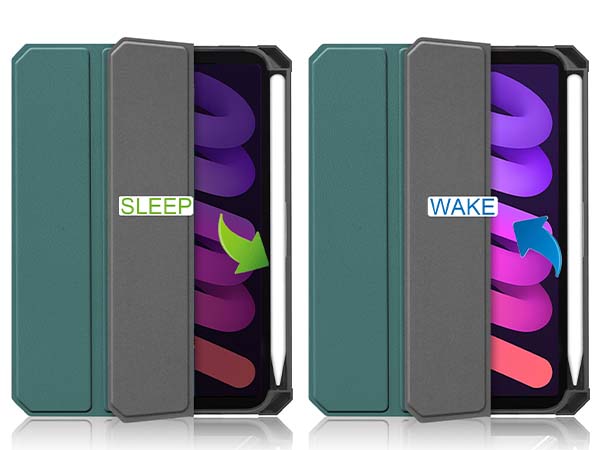 Slim Synthetic Leather Case with Stand and Pen Holder for the iPad mini 7 (2024 - A17 Pro) - Teal