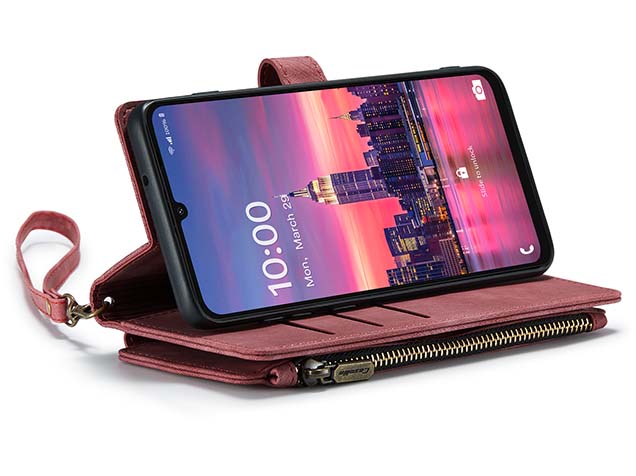CaseMe Synthetic Leather Wallet Case with Zipper Pocket for Samsung Galaxy A16 - Blush