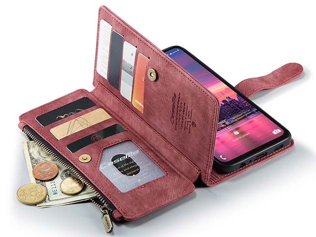CaseMe Synthetic Leather Wallet Case with Zipper Pocket for Samsung Galaxy A16 - Blush