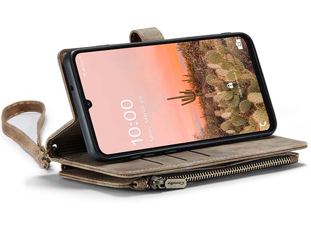CaseMe Synthetic Leather Wallet Case with Zipper Pocket for Samsung Galaxy A16 - Desert Taupe