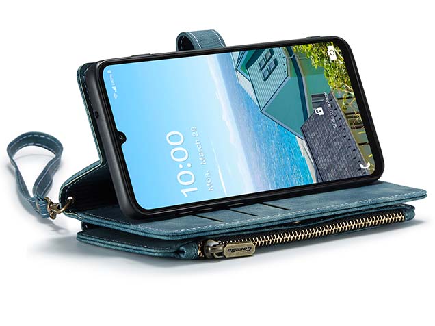 CaseMe Synthetic Leather Wallet Case with Zipper Pocket for Samsung Galaxy A16 - Teal