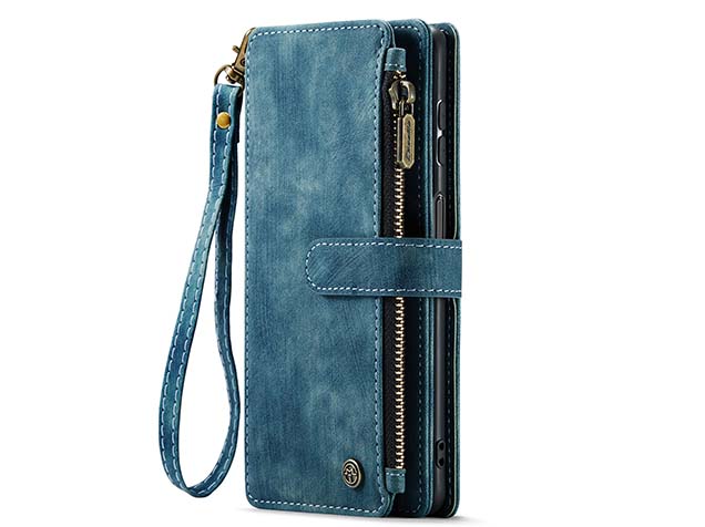 CaseMe Synthetic Leather Wallet Case with Zipper Pocket for Samsung Galaxy A16 - Teal