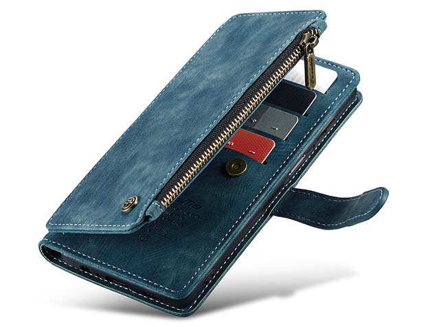 CaseMe Synthetic Leather Wallet Case with Zipper Pocket for Samsung Galaxy A16 - Teal