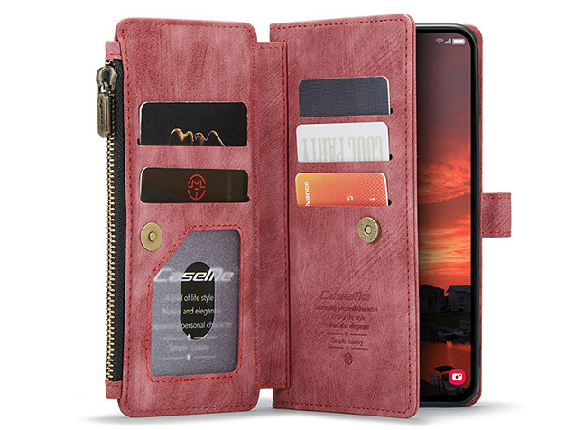 CaseMe Synthetic Leather Wallet Case with Zipper Pocket for Samsung Galaxy S25 - Blush