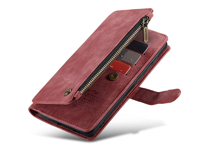 CaseMe Synthetic Leather Wallet Case with Zipper Pocket for Samsung Galaxy S25 - Blush