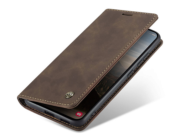 CaseMe Slim Synthetic Leather Wallet Case with Stand for Samsung Galaxy S25 - Chocolate Leather Wallet Case
