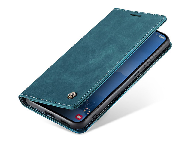 CaseMe Slim Synthetic Leather Wallet Case with Stand for Samsung Galaxy S25+ - Teal Leather Wallet Case