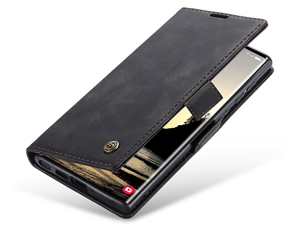 CaseMe Slim Synthetic Leather Wallet Case with Stand for Samsung Galaxy S25 Ultra - Charcoal Leather Wallet Case