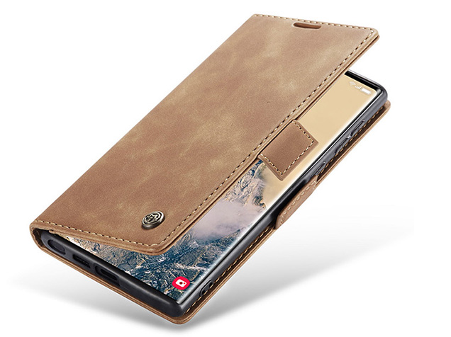 CaseMe Slim Synthetic Leather Wallet Case with Stand for Samsung Galaxy S25 Ultra - Tan Leather Wallet Case