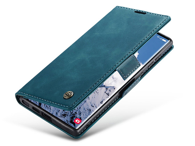 CaseMe Slim Synthetic Leather Wallet Case with Stand for Samsung Galaxy S25 Ultra - Teal Leather Wallet Case