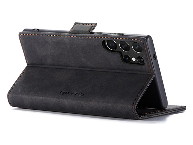 CaseMe Slim Synthetic Leather Wallet Case with Stand for Samsung Galaxy S25 Ultra - Charcoal