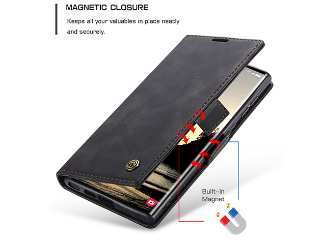 CaseMe Slim Synthetic Leather Wallet Case with Stand for Samsung Galaxy S25 Ultra - Charcoal